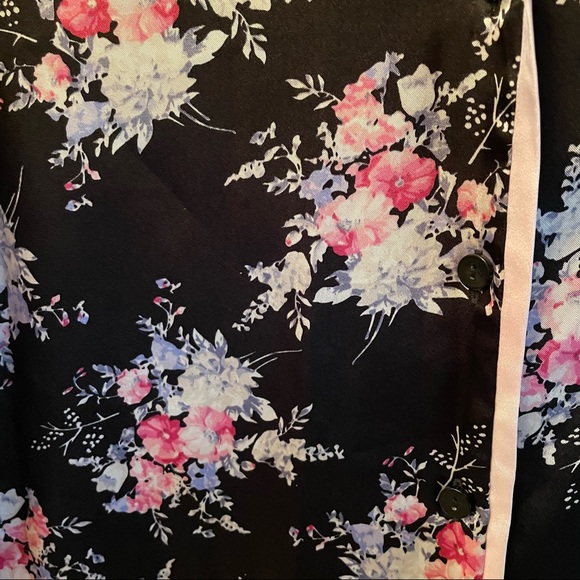 In Bloom Long Sleeve Satin Button Down Sleep Dress - Picture 3 of 5